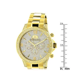 Luxurman Liberty Men's Diamond Watch 0.5ct Yellow Gold Plated -Luxurman luxurman liberty mens diamond watch 05ct yellow gold plated ruler