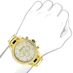 Luxurman Liberty Men's Diamond Watch 2ct 18k Yellow Gold Plated -Luxurman luxurman liberty mens diamond watch 2ct 18k yellow gold plated 3