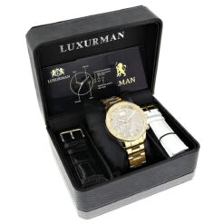 Luxurman Liberty Men's Diamond Watch 2ct 18k Yellow Gold Plated -Luxurman luxurman liberty mens diamond watch 2ct 18k yellow gold plated 4