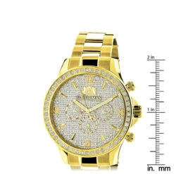 Luxurman Liberty Men's Diamond Watch 2ct 18k Yellow Gold Plated -Luxurman luxurman liberty mens diamond watch 2ct 18k yellow gold plated ruler