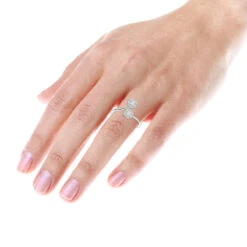 Luxurman Love & Friendship 14K White Gold 2 Stone Diamond Halo Ring 0.33ct -Luxurman luxurman love friendship rings 14k gold 2 stone diamond halo ring 033ct bodwh