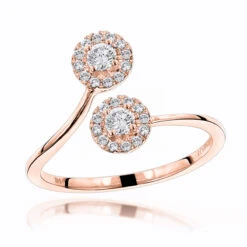 Luxurman Love & Friendship 14K White Gold 2 Stone Diamond Halo Ring 0.33ct -Luxurman luxurman love friendship rings 14k gold 2 stone diamond halo ring 033ct ro