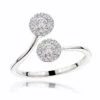 Luxurman Love & Friendship 14K White Gold 2 Stone Diamond Halo Ring 0.33ct
