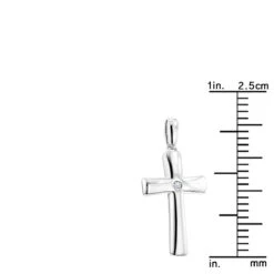 Luxurman Love Quotes: Small Sterling Silver Diamond Cross Pendant -Luxurman luxurman love quotes necklaces small sterling silver diamond cross pendant ruler