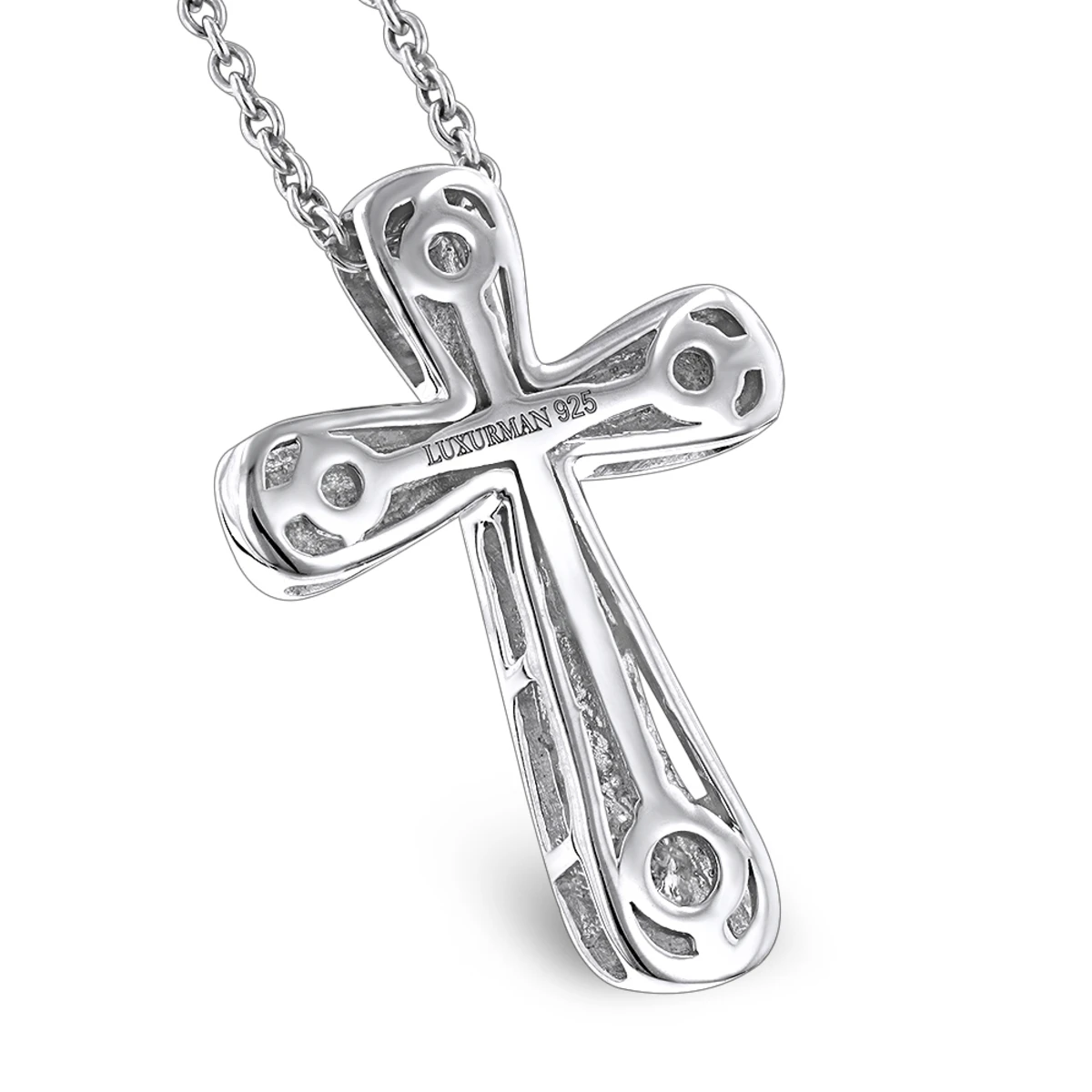 Luxurman Love Quotes Necklaces: Sterling Silver Small Diamond Cross Pendant 2 Luxurman Love Quotes Necklaces: Sterling Silver Small Diamond Cross Pendant - Image 2