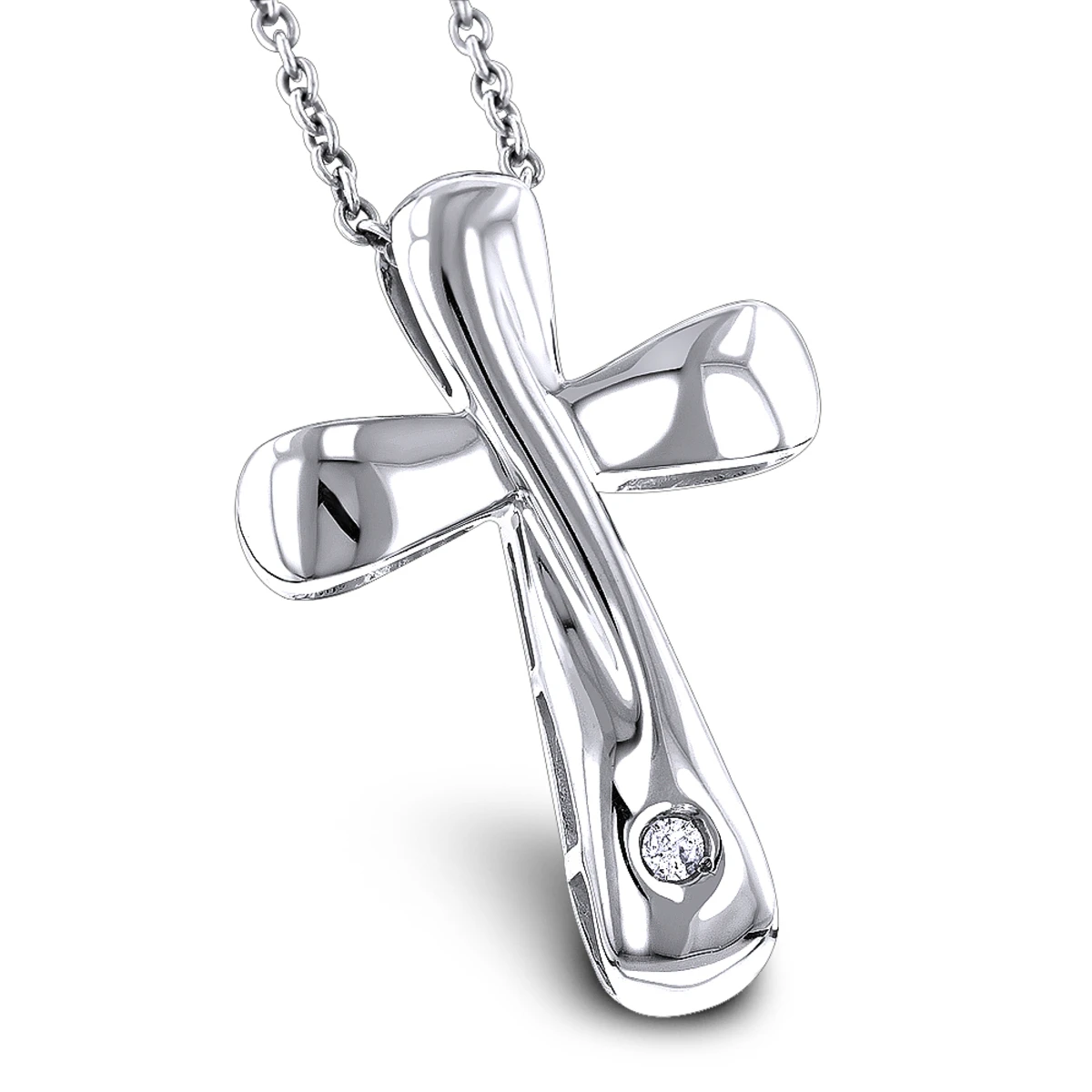 Luxurman Love Quotes Necklaces: Sterling Silver Small Diamond Cross Pendant 1 Luxurman Love Quotes Necklaces: Sterling Silver Small Diamond Cross Pendant