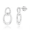 Luxurman Love Quotes: Silver Interlocking Ovals Diamond Earrings For Women