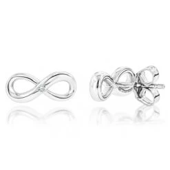 Luxurman Love Quotes: Small Diamond Infinity Earrings Sterling Silver Studs