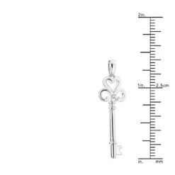 Luxurman Love Quotes: Sterling Silver Heart Shape Diamond Key Necklace -Luxurman luxurman love quotes sterling silver heart shape diamond key necklace ruler