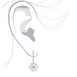 Luxurman Love Quotes Sterling Silver Swirl Diamond Drop Earrings Women's -Luxurman luxurman love quotes sterling silver swirl diamond drop earrings womens bod