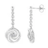 Luxurman Love Quotes Sterling Silver Swirl Diamond Drop Earrings Women's