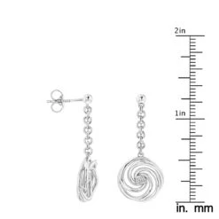 Luxurman Love Quotes Sterling Silver Swirl Diamond Drop Earrings Women's -Luxurman luxurman love quotes sterling silver swirl diamond drop earrings womens ruler