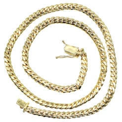 Luxurman Men's Solid 14K Yellow Gold Gold Miami Cuban Link Chain 7mm 22-40in -Luxurman luxurman men s gold chains solid 14k gold miami cuban link chain 7mm 22 40in backye