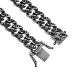 Luxurman Men's Black Diamond Cuban Link Bracelet In Sterling Silver 8mm Wide -Luxurman luxurman mens black diamond cuban link bracelet in sterling silver 8mm wide 407160 clasp 1675828848