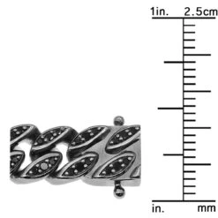 Luxurman Men's Black Diamond Cuban Link Bracelet In Sterling Silver 8mm Wide -Luxurman luxurman mens black diamond cuban link bracelet in sterling silver 8mm wide 407160 ruler