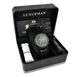 Luxurman Men's Black Diamond Watch 0.5ct -Luxurman luxurman mens black diamond watch 05ct 4