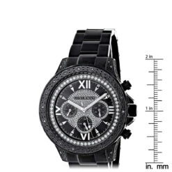 Luxurman Men's Black Diamond Watch 0.5ct -Luxurman luxurman mens black diamond watch 05ct ruler