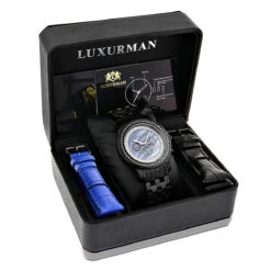 Luxurman Men's Black Diamond Watch 2.25ct Blue MOP -Luxurman luxurman mens black diamond watch 225ct blue mop 4