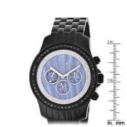 Luxurman Men's Black Diamond Watch 2.25ct Blue MOP -Luxurman luxurman mens black diamond watch 225ct blue mop ruler