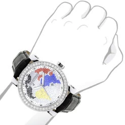 Luxurman Men's Continents VS Diamond Bezel Watch 4 Ct -Luxurman luxurman mens continents vs diamond bezel watch 450ct p 8272bod