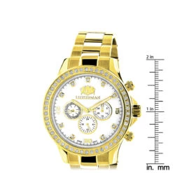Luxurman Men's Diamond Liberty Watch 2ct Yellow Gold Plated White MOP -Luxurman luxurman mens diamond liberty watch 2ct yellow gold plated white mop ruler