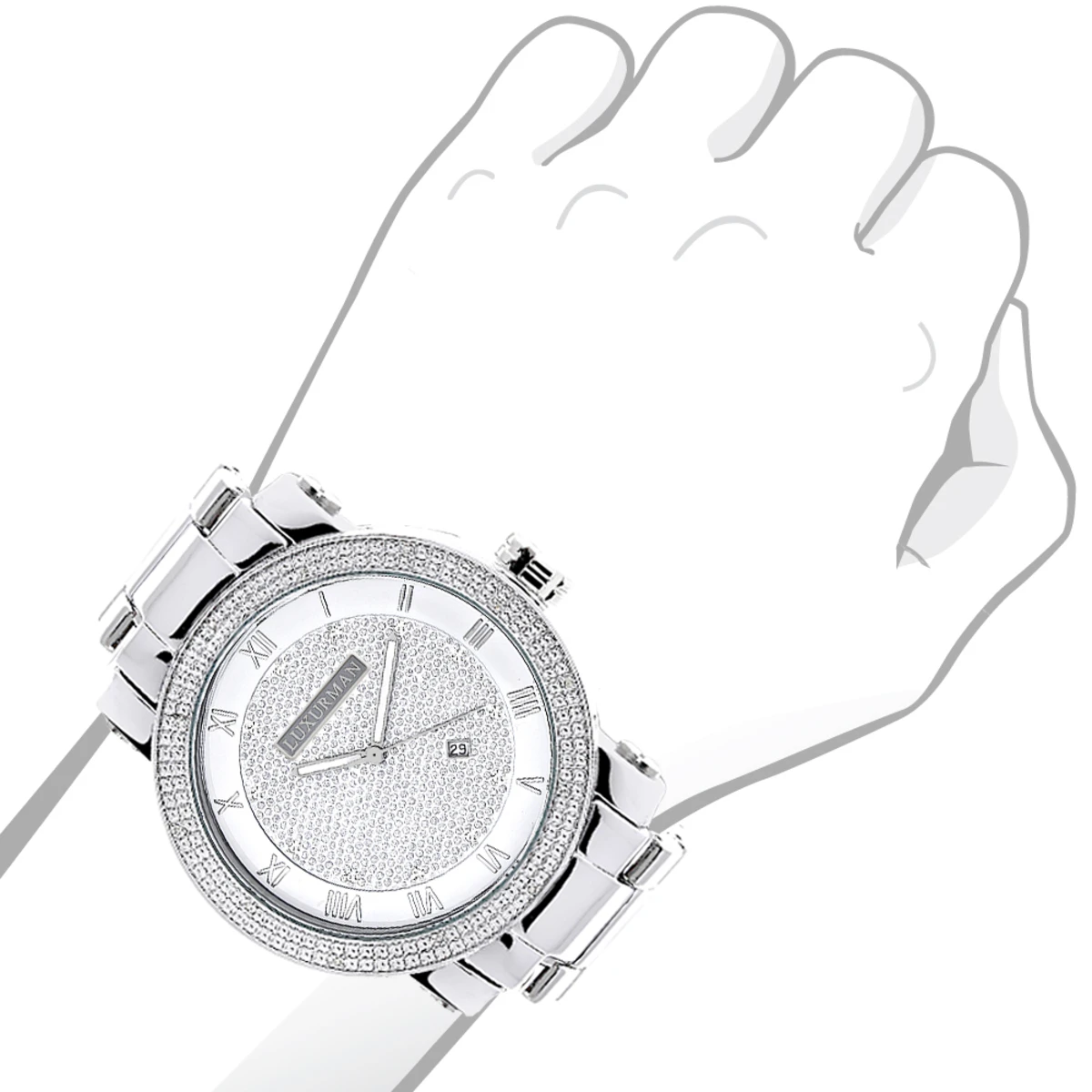 Luxurman Men's Diamond Watch 0.12ct 3 Luxurman Men's Diamond Watch 0.12ct - Image 3