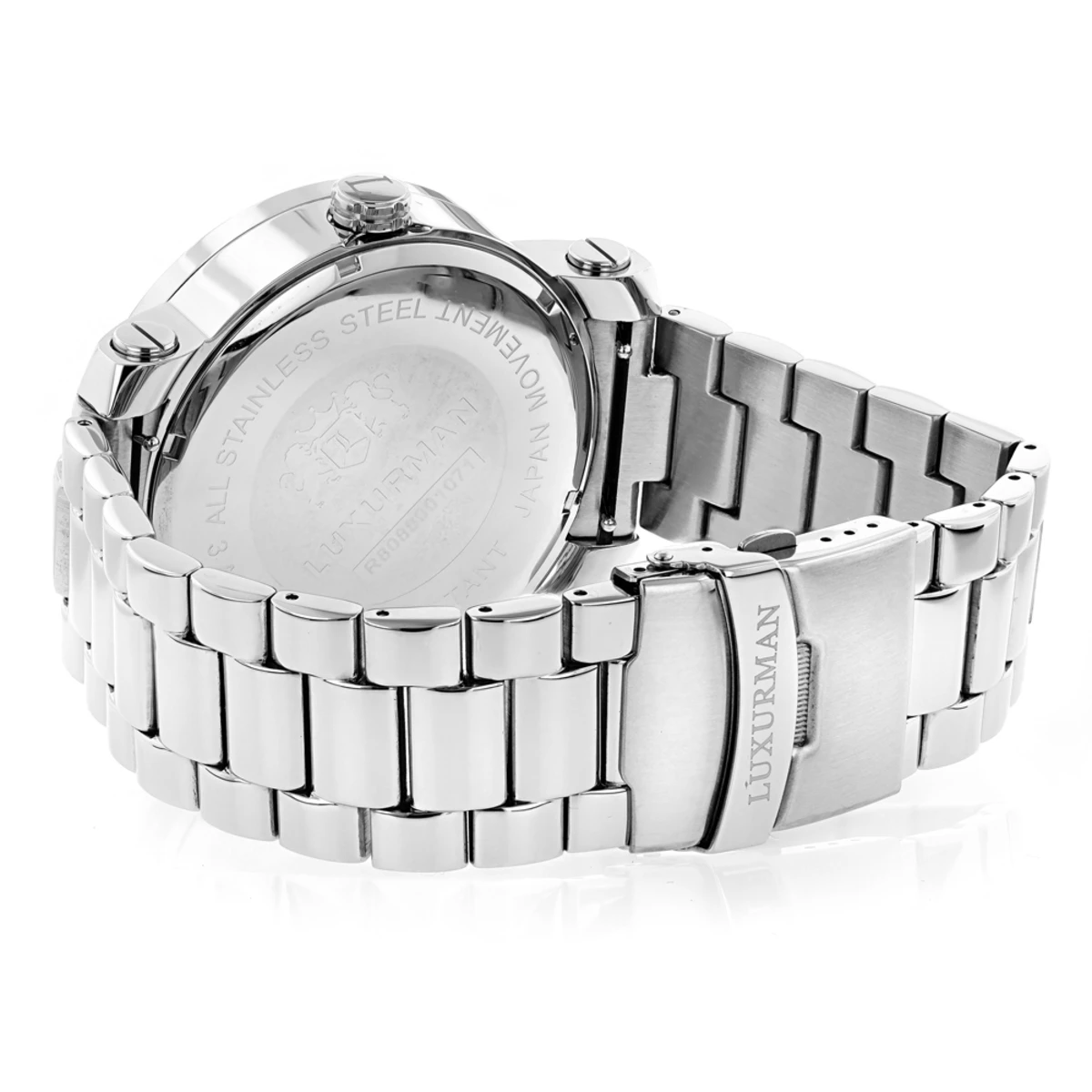 Luxurman Men's Diamond Watch 0.12ct Stainless Steel Band 2 Luxurman Men's Diamond Watch 0.12ct Stainless Steel Band - Image 2