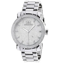 Luxurman Men's Diamond Watch 0.12ct Stainless Steel Band