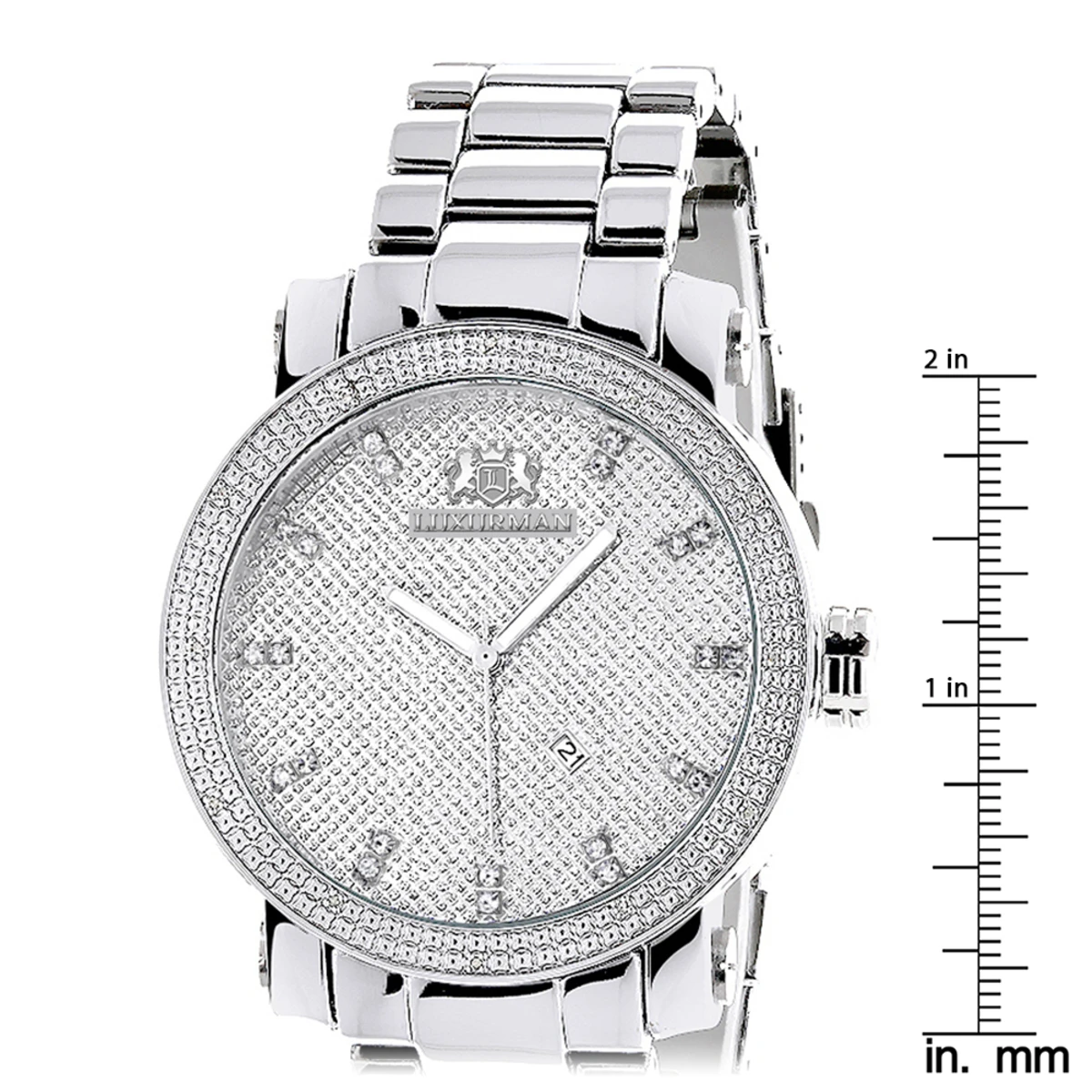 Luxurman Men's Diamond Watch 0.12ct Stainless Steel Band 5 Luxurman Men's Diamond Watch 0.12ct Stainless Steel Band - Image 5