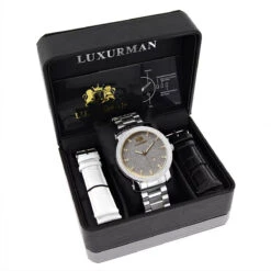 Luxurman Men's Diamond Watch 0.12ct Two-Tone Gold Plated Stainless Steel -Luxurman luxurman mens diamond watch 012ct two tone gold plated stainless steel 4 20211214