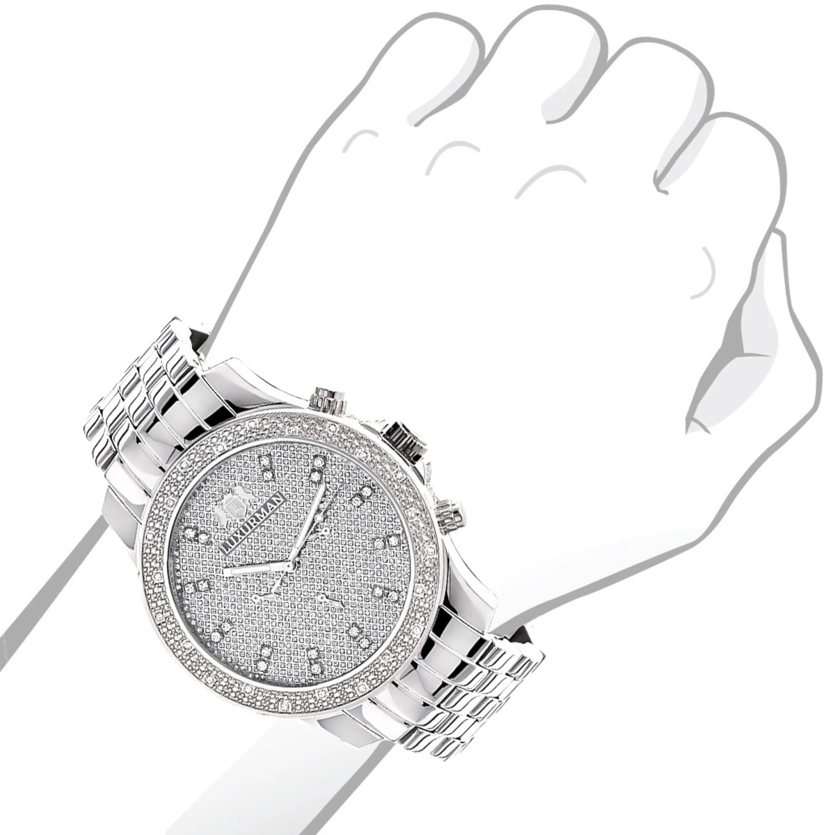 Luxurman Men's Diamond Watch 0.25 Ct 3 Luxurman Men's Diamond Watch 0.25 Ct - Image 3