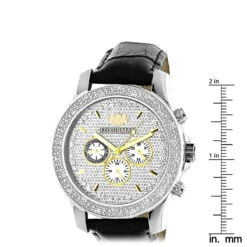 Luxurman Men's Diamond Watch 0.25ct With Leather Watch Band -Luxurman luxurman mens diamond watch 025ct leather watch band p 46659 ruler