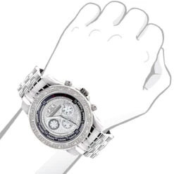 Luxurman Men's Paved Dial Diamond Bezel Watch 0.25ct -Luxurman luxurman mens diamond watch 025ct p 44425bod