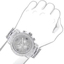 Oversized Men's Diamond Watch 0.25ct Luxurman Escalade 7 Oversized Men's Diamond Watch 0.25ct Luxurman Escalade -Luxurman luxurman mens diamond watch 025ct stainless steel band 3