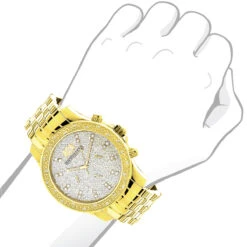 Luxurman Men's Diamond Watch 0.25ct Yellow Gold Tone -Luxurman luxurman mens diamond watch 025ct yellow gold tone 3