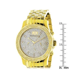 Luxurman Men's Diamond Watch 0.25ct Yellow Gold Tone -Luxurman luxurman mens diamond watch 025ct yellow gold tone ruler