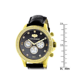 Luxurman Men's Diamond Watch 0.2ct Black MOP Liberty Yellow Gold Plated -Luxurman luxurman mens diamond watch 02ct black mop liberty yellow gold plated ruler