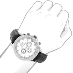 Luxurman Men's Diamond Watch 0.2ct Swiss Quartz Liberty W Leather Band -Luxurman luxurman mens diamond watch 02ct swiss quartz liberty w leather band bod