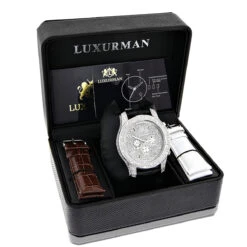 Luxurman Men's Diamond Watch 0.50 Ct Freeze -Luxurman luxurman mens diamond watch 050 ct freeze p 9321box
