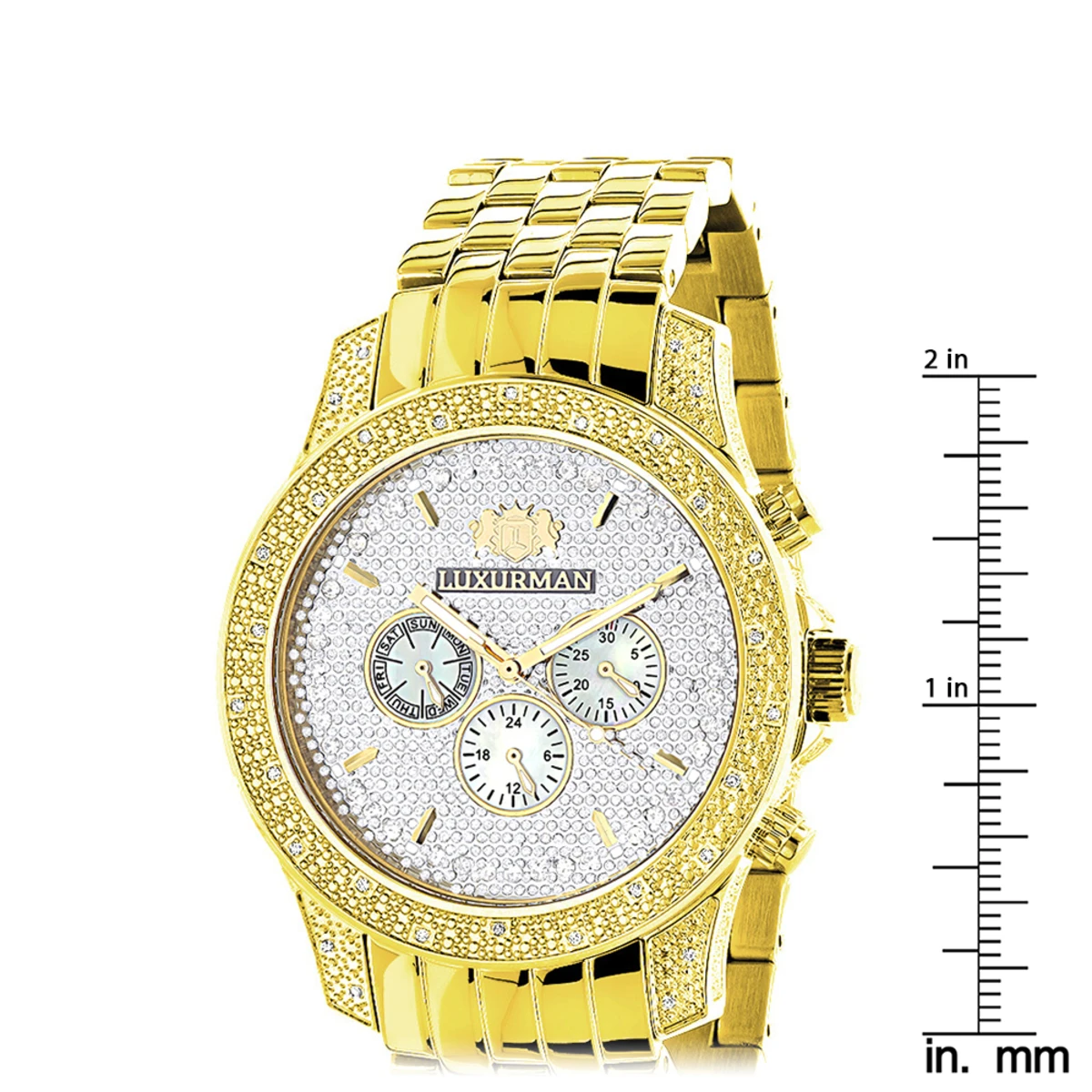 Luxurman Men's Diamond Watch 0.5ct Yellow Gold Plated 5 Luxurman Men's Diamond Watch 0.5ct Yellow Gold Plated - Image 5