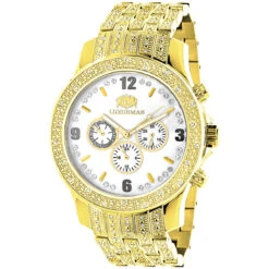 Luxurman Men's Diamond Watch 1ct. Yellow Gold
