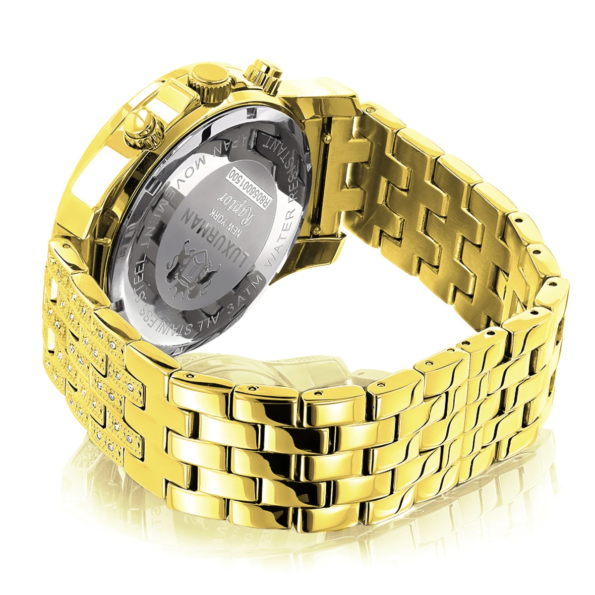 Luxurman Men's Diamond Watch Yellow Gold Tone 1ct 2 Luxurman Men's Diamond Watch Yellow Gold Tone 1ct - Image 2
