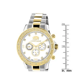 Luxurman Men's Diamond 18k Yellow White Gold Plated Swiss Quartz Liberty Watch -Luxurman luxurman mens diamond watches 18k yellow white gold plated swiss quartz liberty ruler