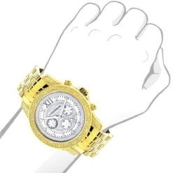 Luxurman Men's Diamond Raptor Yellow Gold Plated Watch 0.5ct -Luxurman luxurman mens diamond watches raptor yellow gold plated watch 05ct bod