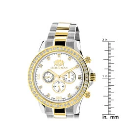 Luxurman Men's Diamond Yellow White Gold Plated Swiss Quartz Liberty Watch -Luxurman luxurman mens diamond watches yellow white gold plated swiss quartz liberty ruler