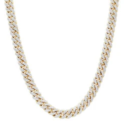 Luxurman Men's 10K Yellow Gold Miami Cuban Link Chain Necklace With Diamonds 23ct