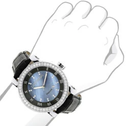 Luxurman Men's VS Diamond Bezel Watch 4 Ct Blue MOP -Luxurman luxurman mens vs diamond bezel watch 450ct blue mop p 8270bod