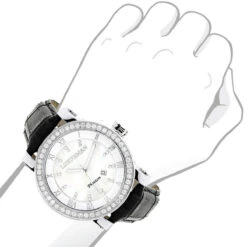 Luxurman Men's VS Diamond Watch 4 Ct White MOP -Luxurman luxurman mens vs diamond watch 450ct white mop p 8271bod