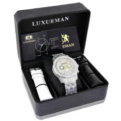 Luxurman Men's Genuine Diamond Watch 1.25ct -Luxurman luxurman mens watches genuine diamond watch 125ct p 9301box