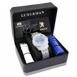 Luxurman Men's Real Diamond Wrist Watch 1.25ct -Luxurman luxurman mens watches real diamond wrist watch 125ct p 8267box